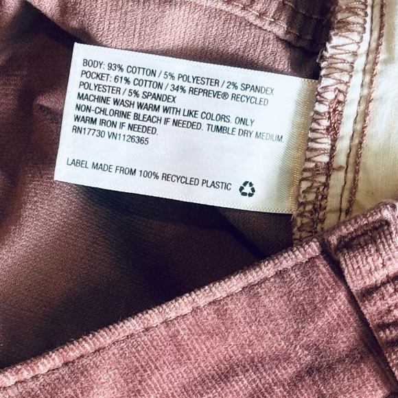 Universal Thread Dusty Mauve Corduroy Mid Rise Skinny Pants Stretch Size 8/29R - Picture 6 of 6